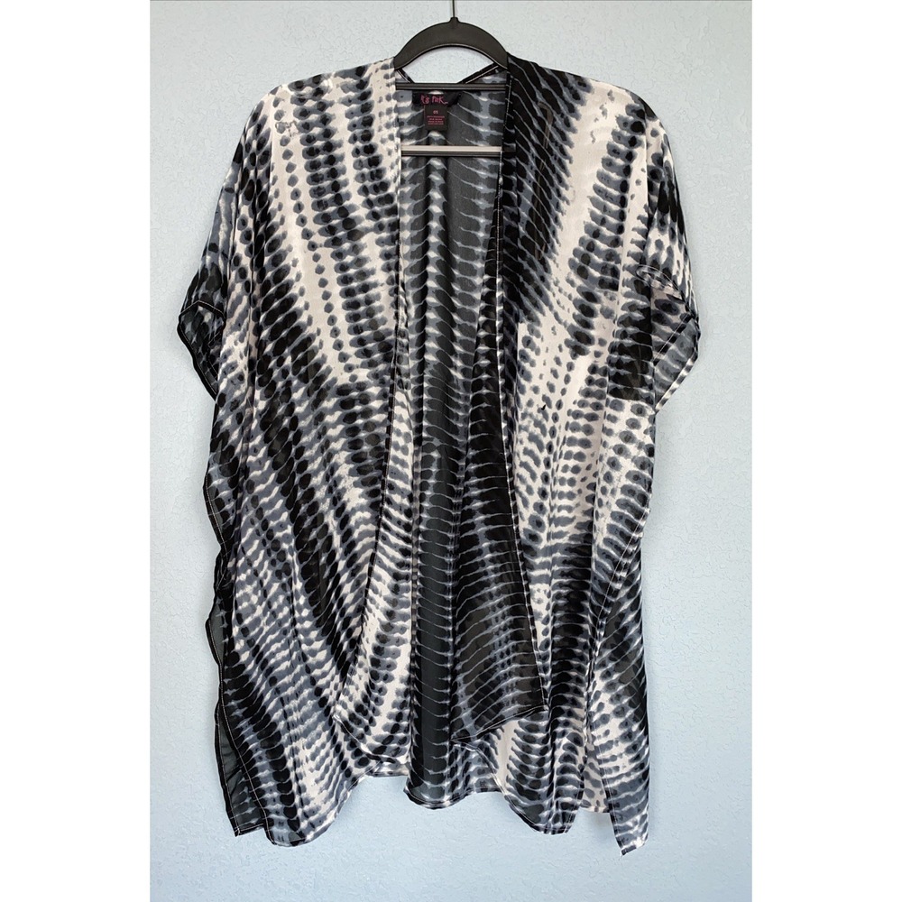 It's Pink Women‎ Black White Kimono One Size Open Front Cover Up Beachy Sheer